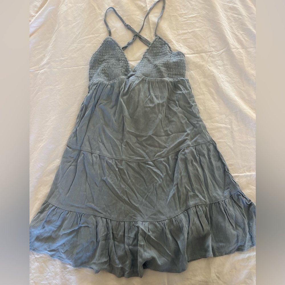 Brand New Garage Tiered Light Blue Dress - Bow in the Back